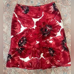 Ann Taylor poppy silk skirt